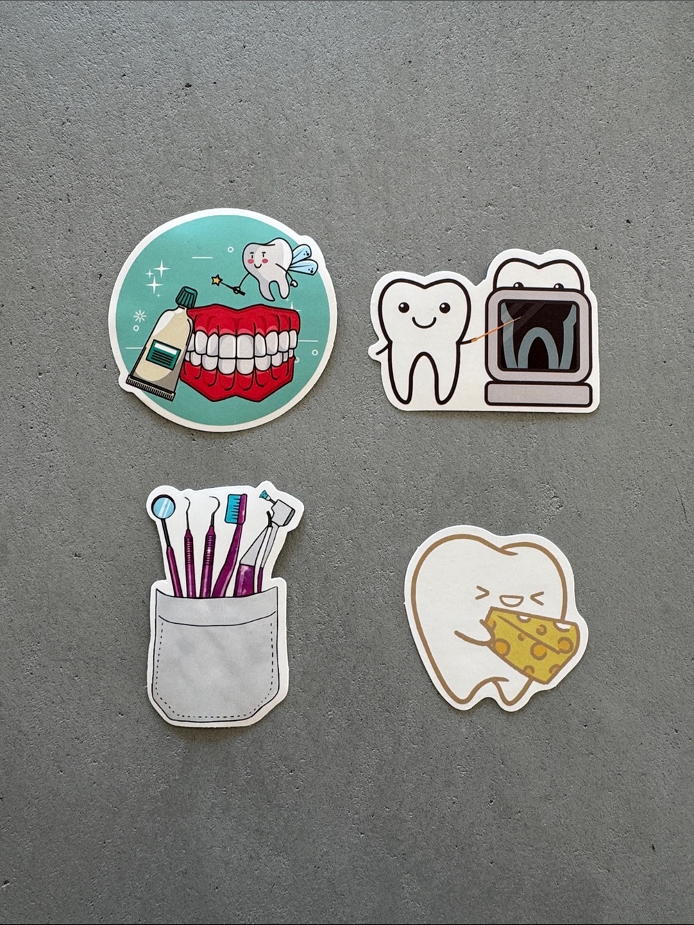 NWOT TOOTH TEETH DENTAL DENTISTRY DENTIST DENTAL HYGIENIST STICKERS X4